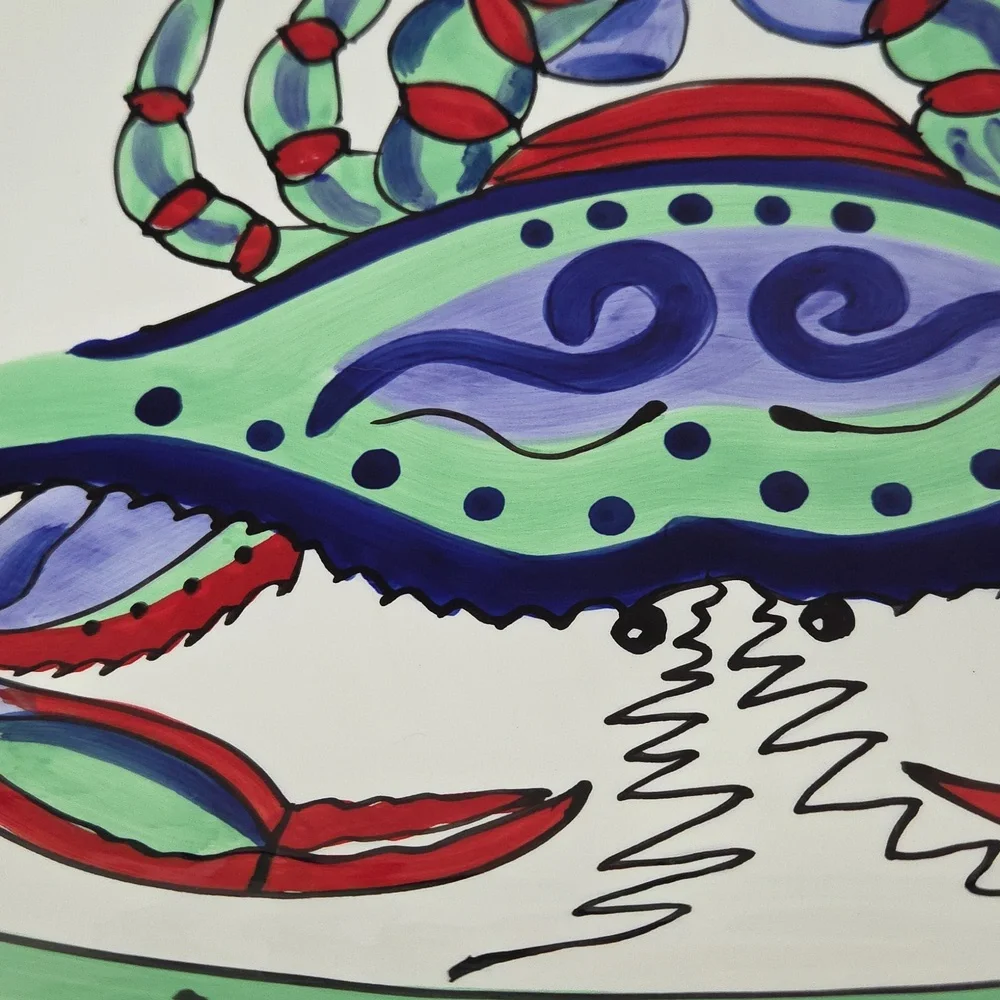 Caffco International DANA WHITTMAN Artist. MULIICOLOR CERAMIC PLATTER. - Picture 4 of 16